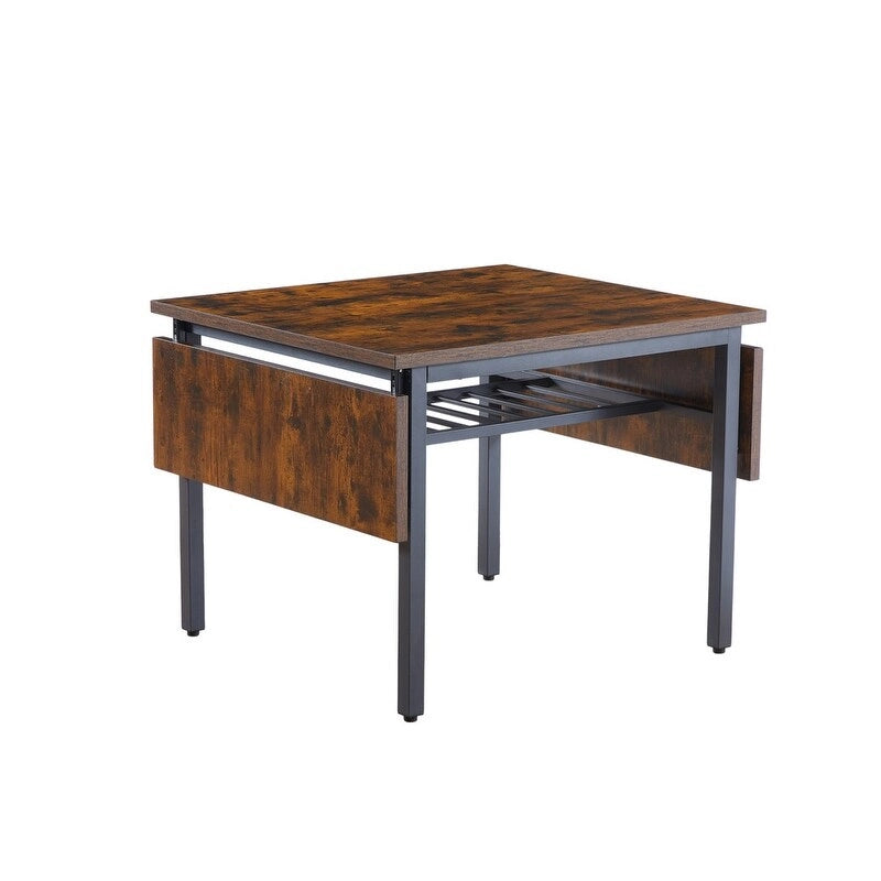 Table à manger pliante à abattants Gris / Marron rustique, 2 à 4 places