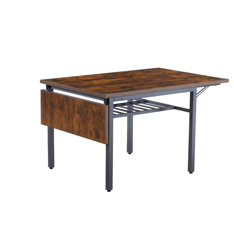 Table à manger pliante à abattants Gris / Marron rustique, 2 à 4 places