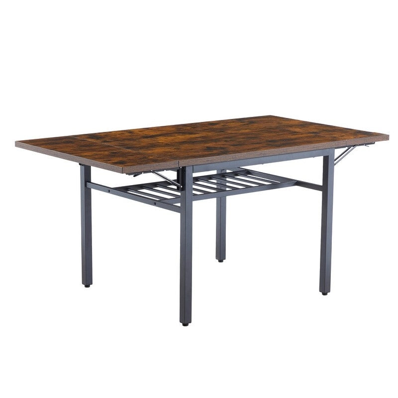 Table à manger pliante à abattants Gris / Marron rustique, 2 à 4 places
