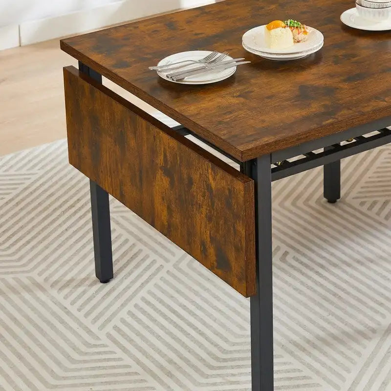 Table à manger pliante à abattants Gris / Marron rustique, 2 à 4 places