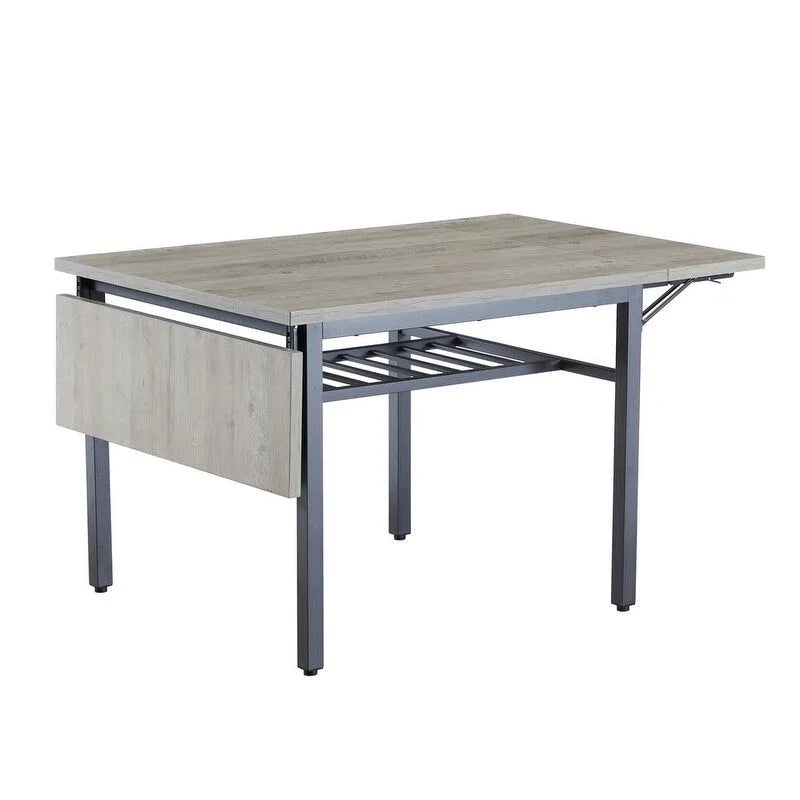 Table à manger pliante à abattants Gris / Marron rustique, 2 à 4 places
