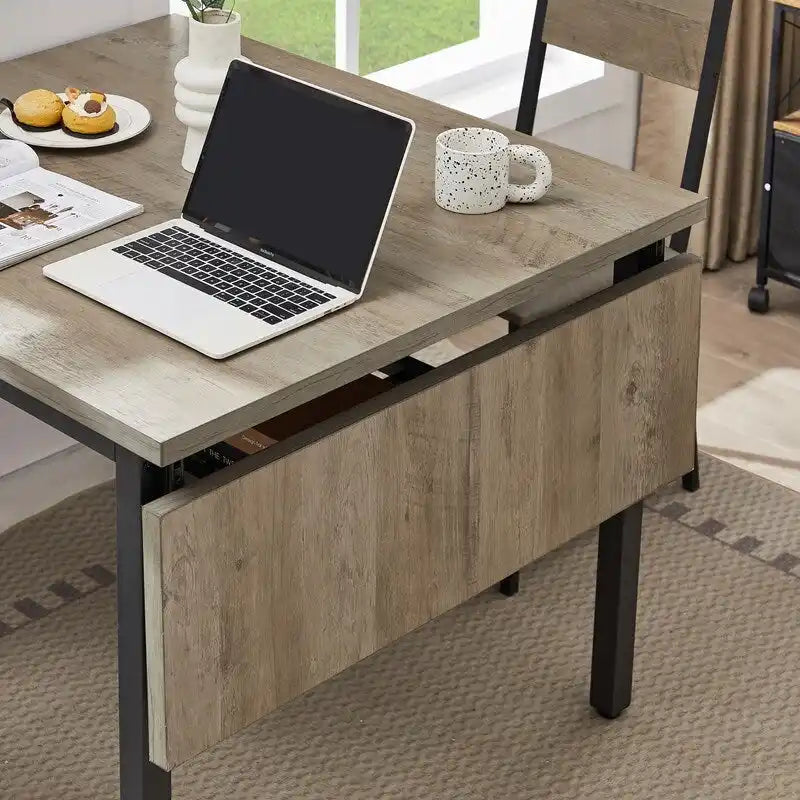 Table à manger pliante à abattants Gris / Marron rustique, 2 à 4 places