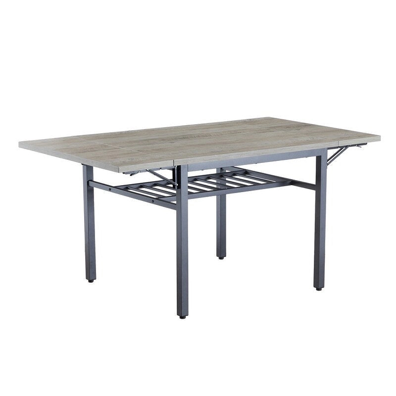Table à manger pliante à abattants Gris / Marron rustique, 2 à 4 places