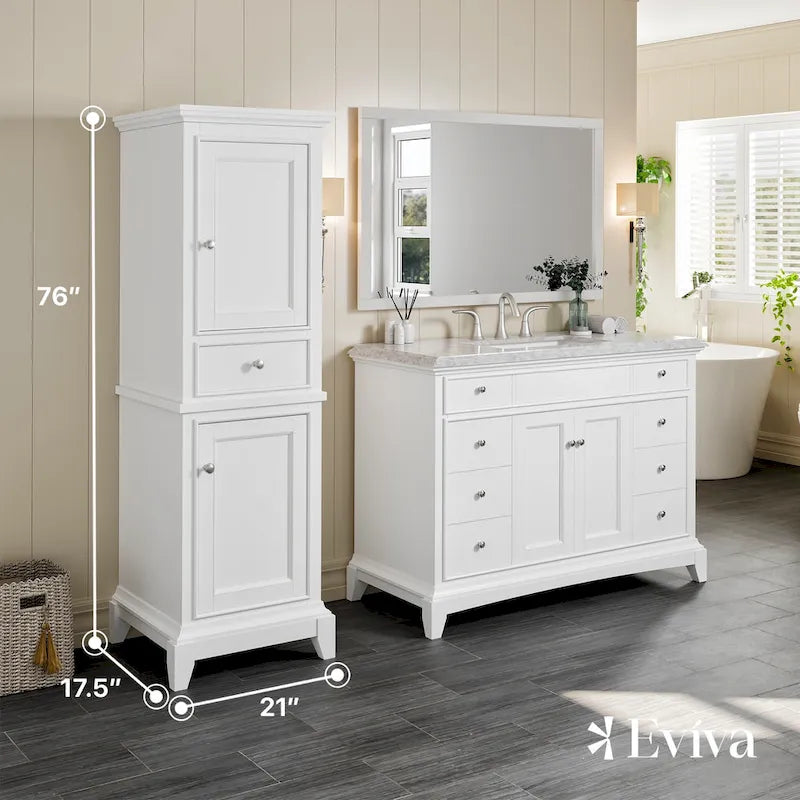 24" Freestanding Linen Cabinet, Wood Finish, 1-Person
