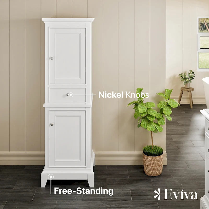 24" Freestanding Linen Cabinet, Wood Finish, 1-Person