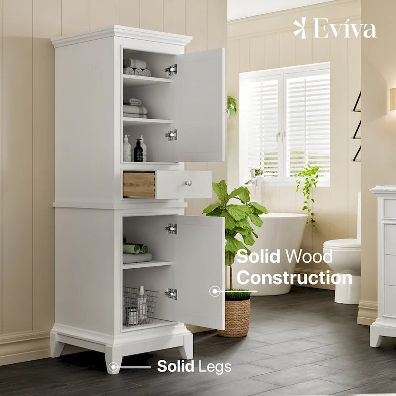 24" Freestanding Linen Cabinet, Wood Finish, 1-Person
