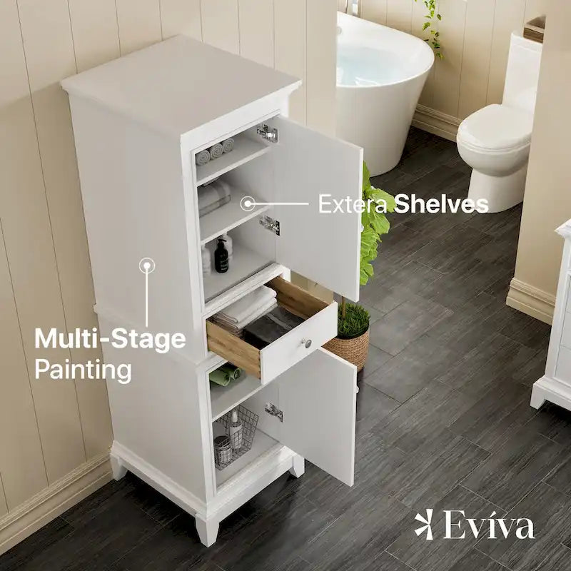 24" Freestanding Linen Cabinet, Wood Finish, 1-Person