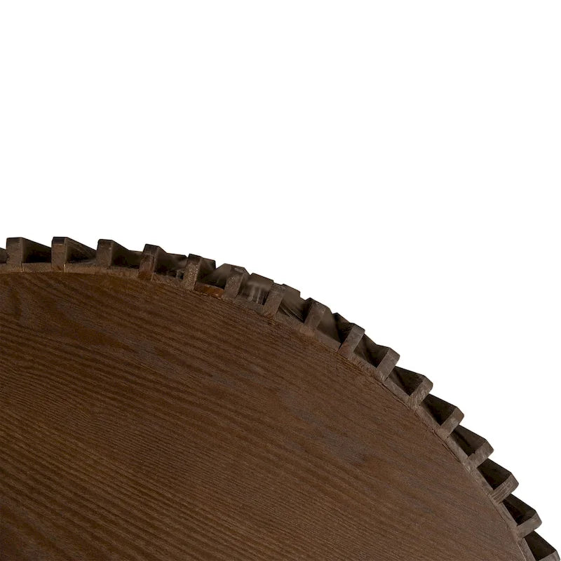 Table basse gigogne marron foncé / naturelle, relief gaufré vintage, lot de 2