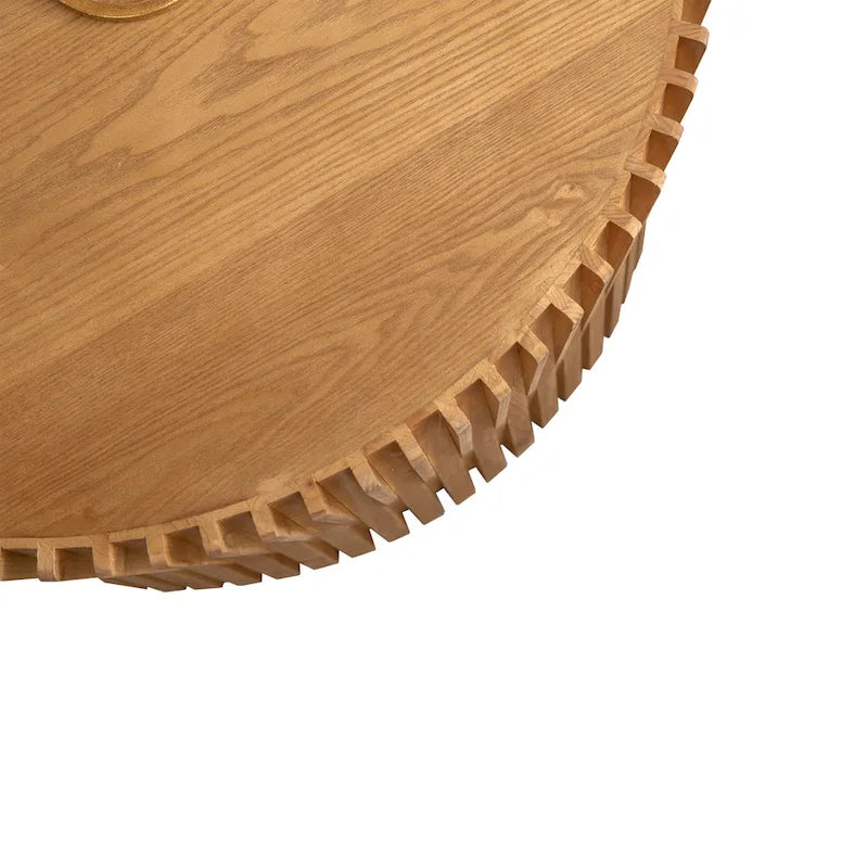 Table basse gigogne marron foncé / naturelle, relief gaufré vintage, lot de 2