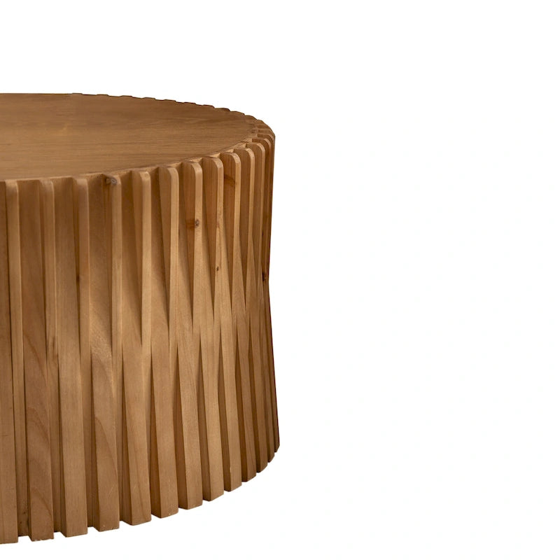 Table basse gigogne marron foncé / naturelle, relief gaufré vintage, lot de 2
